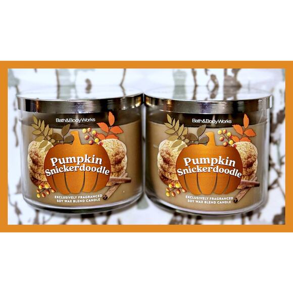 PUMPKIN SNICKERDOODLE CANDLE 3 WICK 14.5 OZ BATH BODY WORKS  Lot of 2 Bath & Body Works Pumpkin Snickerdoodle Large 3-Wick Candle 14.5oz